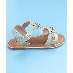 Pine Kids Party Wear Sandals Bow Appliques - Green