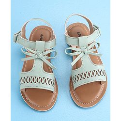Pine Kids Party Wear Sandals Bow Appliques - Green