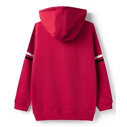 Pine Kids Cotton Knit Full Sleeves Hooded Sweatjacket   with Mountain Embroidery - Red