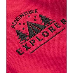 Pine Kids Cotton Knit Full Sleeves Hooded Sweatjacket   with Mountain Embroidery - Red