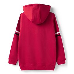 Pine Kids Cotton Knit Full Sleeves Hooded Sweatjacket   with Mountain Embroidery - Red