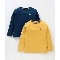 Pine Kids Full Sleeves Bio-Washed T-shirt Pack of 2 - Multicolour