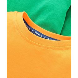 Pine Kids Full Sleeves Biowashed T-shirt Pack of 2 - Green Orange