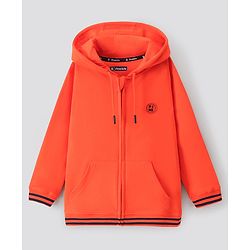 Pine Kids Full Sleeves Bio Wash Hooded Sweatshirt - Orange