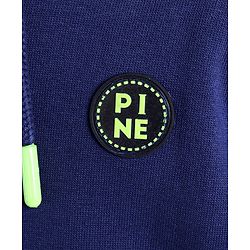 Pine Kids Full Sleeves Front Open Sweatshirt Logo Badge - Blue