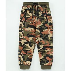 Pine Kids Full Length Bio Washed Track Pant Camouflage Print - Green