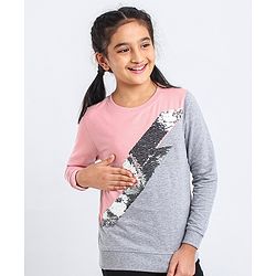 Pine Kids Biowashed Full Sleeves Sweatshirts - Pink