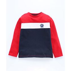 Pine Kids Full Sleeves Bio Wash Tee Mountain Print - Red