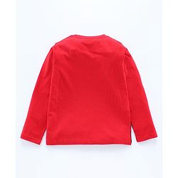 Pine Kids Full Sleeves Bio Wash Tee Mountain Print - Red