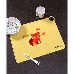 Pine Kids Silicone Animal Printed Placemat - Yellow