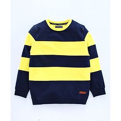 Pine Kids Full Sleeves Biowashed Striped Sweatshirt - Navy