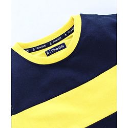 Pine Kids Full Sleeves Biowashed Striped Sweatshirt - Navy