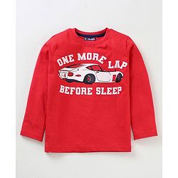 Pine Kids Full Sleeves Biowash Printed Night Suit - Red