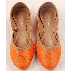 Pine Kids Ethnic Wear Mojaris - Orange