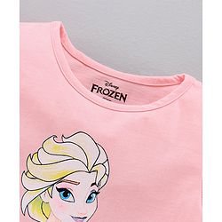 Pine Kids Half Sleeves Bio Washed T-Shirt & Capri Set Elsa Graphic - Pink