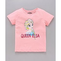 Pine Kids Half Sleeves Bio Washed T-Shirt & Capri Set Elsa Graphic - Pink