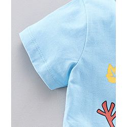 Pine Kids Half Sleeves T-Shirt & Capri Cartoon Graphic - Blue & Yellow