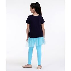 Pine Kids Half Sleeves Tee and Skeggings Set Rainbow Print - Blue