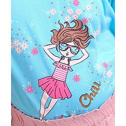 Pine Kids Half Sleeves Top & Skirt Cartoon Graphic - Pink & Blue