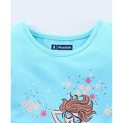 Pine Kids Half Sleeves Top & Skirt Cartoon Graphic - Pink & Blue