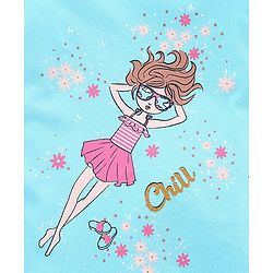 Pine Kids Half Sleeves Top & Skirt Cartoon Graphic - Pink & Blue