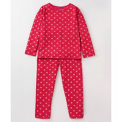Pine Kids Biowashed Full Sleeves Top & Pyjama Pants Set Dreamer Print - Red