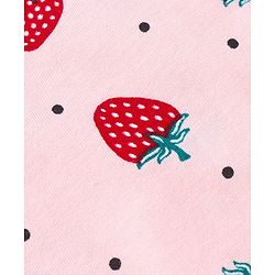 Pine Kids Biowashed Half Sleeves Top & Pyjama Pants Set Strawberry Print - Pink