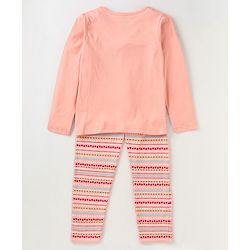 Pine Kids Biowashed Full Sleeves Top & Pyjama Pants Set Heart Print - Multicolour