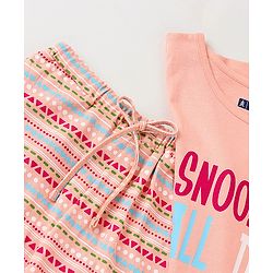 Pine Kids Biowashed Full Sleeves Top & Pyjama Pants Set Heart Print - Multicolour