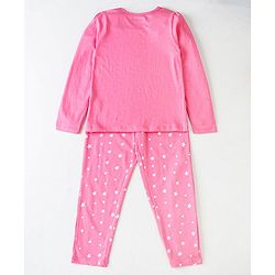 Pine Kids Biowashed Full Sleeves Top and Pyjama Pants Set Star Print - Pink
