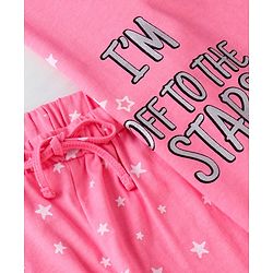 Pine Kids Biowashed Full Sleeves Top and Pyjama Pants Set Star Print - Pink