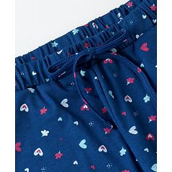 Pine Kids Biowashed Full Sleeves Top & Pyjama Pants Set Text Print - Pink Blue