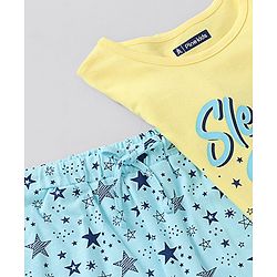 Pine Kids Biowashed Full Sleeves Top and Pyjama Pants Set Star Print - Blue Yellow