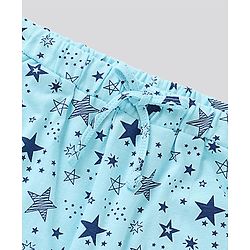 Pine Kids Biowashed Full Sleeves Top and Pyjama Pants Set Star Print - Blue Yellow