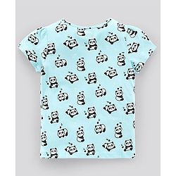 Pine Kids Biowashed Half Sleeves Top & Pyjama Pants Set Panda Print- Blue