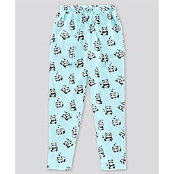 Pine Kids Biowashed Half Sleeves Top & Pyjama Pants Set Panda Print- Blue