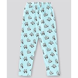 Pine Kids Biowashed Half Sleeves Top & Pyjama Pants Set Panda Print- Blue