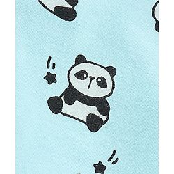Pine Kids Biowashed Half Sleeves Top & Pyjama Pants Set Panda Print- Blue