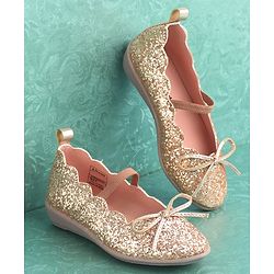 Pine Kids Party Wear Belly Shoes - Golden