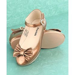 Pine Kids Party Wear Ballerina Bow Applique - Bronze
