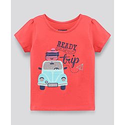 Pine Kids Half Sleeves Biowashed Printed Tee - Paradise Pink