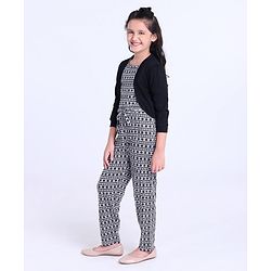 Pine Kids Full Length Printed Bio Washed Jumpsuit - Black