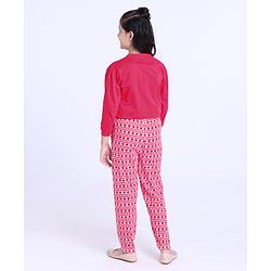 Pine Kids Full Length Printed Bio Washed Jumpsuit - Lychee
