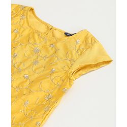 Pine Kids Half Sleeves Embroidered Top with Sharara and Dupatta - Orange Yellow