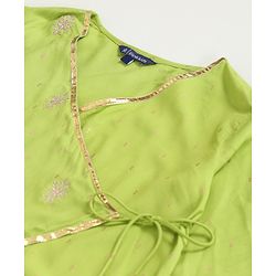 Pine Kids Three Fourth Sleeves  Angarkha with Sharara and Dupatta - Green