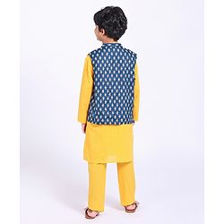 Pine Kids Full Sleeves Kurta & Pyjama with Printed Bandhani - Yellow