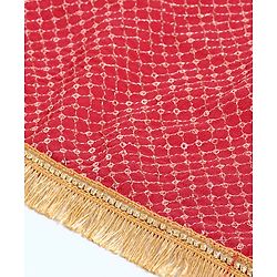 Pine Kids Short Sleeves Sequin Embroidered Choli & Lehenga With Net Duptta - Red Yellow