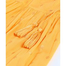 Pine Kids Short Sleeves Sequin Embroidered Choli & Lehenga With Net Duptta - Red Yellow