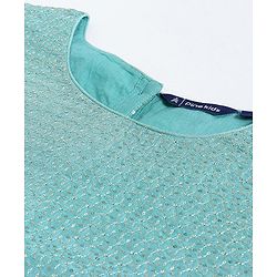 Pine Kids Sequin Choli & Gold Print Sharara with Dupatta - Blue
