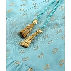 Pine Kids Sequin Choli & Gold Print Sharara with Dupatta - Blue